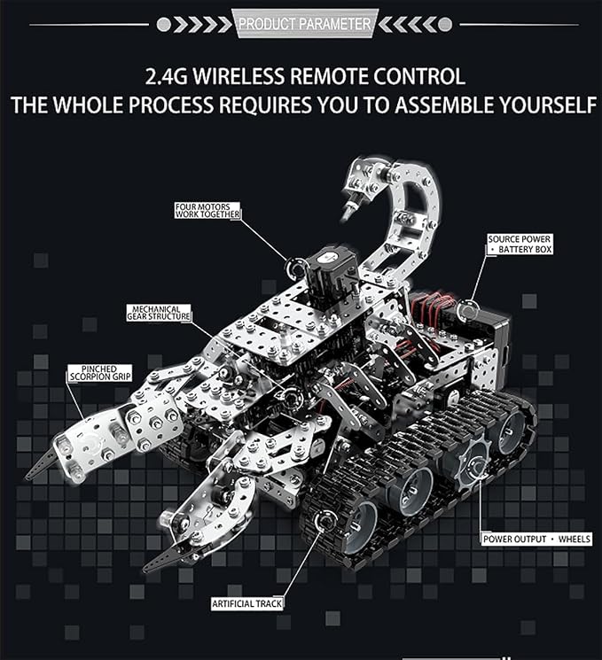 Building Sets Stem Assembly Metal 3-D Puzzle RC Scorpion Tank Assembly Model Kit Construction Set Toys 1034PCS/Included Motor