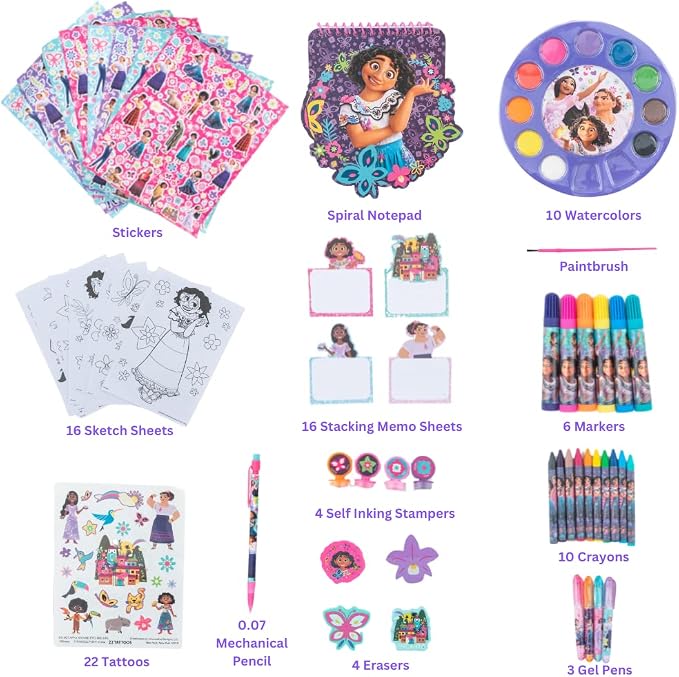 Innovative Designs Disney Encanto Creativity Fun Kids Art Set for Coloring, Painting, and Crafts