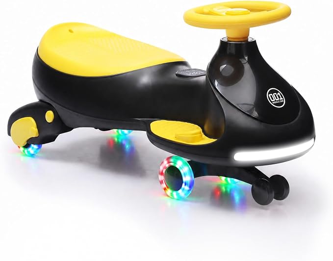 Garvee 12V Electric Wiggle Car for Kids, 2 in 1 Swing Car with Pedal, Anti-Rollover, Max Load 130Lbs,Flashing Wheels, Music,Rechargeable Battery Ride on Toy Indoor Outdoor for Toddlers, Black