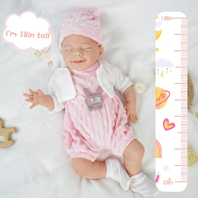 Girl 18 Inch, Silicone Reborn Baby Dolls, Realistic Baby Doll, Not Vinyl, Posable Newborn, Reborn Baby Dolls Silicone Full Body