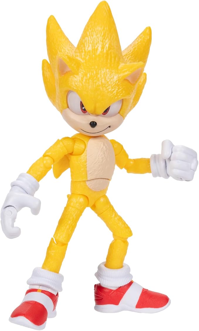Sonic The Hedgehog 3 Movie Action Figures - 5-Inch Super Sonic The Hedgehog Collector Toy Figure, Highly Articulated for Boys & Girls - Officially Licensed 3 Movie Product