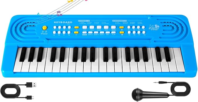 Toddler Kid Toy Piano Keyboard, 37 Keys Pianos Music Toys with Microphone