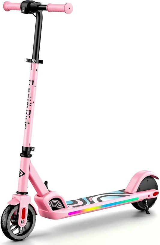 FanttikRide C9 Pro Kids Electric Scooter Ages 8-12, Colorful Rainbow Lights, E-Scooter for Kids 3.9-5.2 ft, 132 lbs, 5 Miles Range, Up to 40 min Ride Time, 5/8/10 MPH, 3 Adjustable Heights