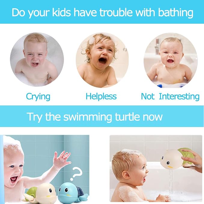 Baby Bath Toys-Wind up Turtle Bathtub Toys,Toy for Babies 6-12 Months Floating Swimming Turtles for Boys Girls,Baby Shower Bathtime Fun Pool Toys for Toddlers,Gift for 1 2 3 4 Year Old Boys Girls