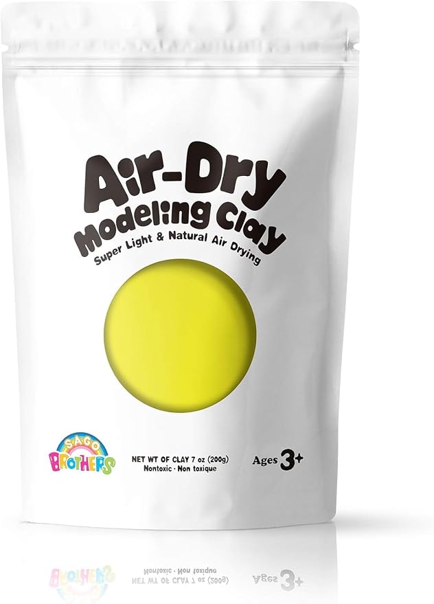 Sago Brothers Yellow Modeling Clay for Kids, 7 oz | Molding magic clay for kids air dry, super soft for DIY slime. Ultra light modeling clay for toddlers, kids & teens.