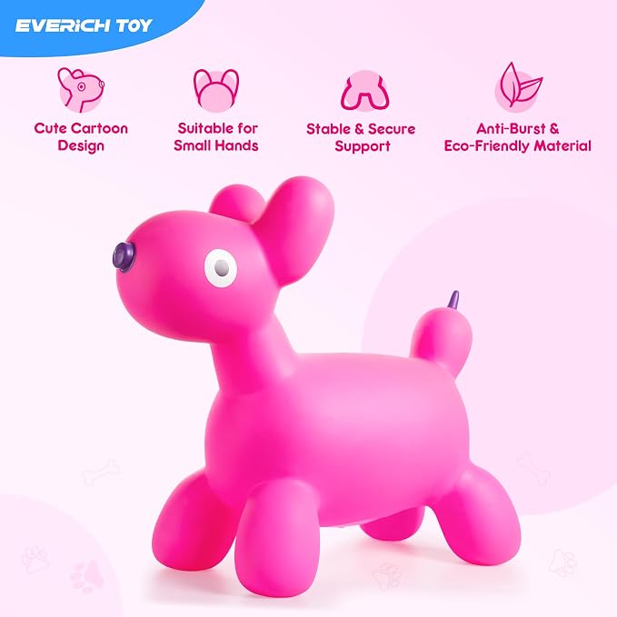 Bouncy Animal Hopper for Toddlers, Balloon Dog Inflatable Jumping Horse, Inflatable Ride on Dog Bouncer Hopping Toys Gifts for Boys Girls 18 Months 2 3 4 5 6 Years Old