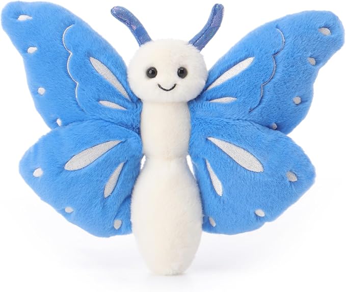 Apricot Lamb Ocean Blue Butterfly Stuffed Animals for Kids, Soft Cute Plush Toys for Baby Girl and Boy, 7.5 Inches