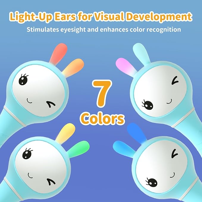alilo Yoyo Talking Bunny Baby Singing Musical Rattle, Mimicking Toys Repeats What You Say, Preloaded 90+ Audio Content, ABC/Number/Notes Learning Toys for Toddlers Infant Newborn Boy Girl Gifts