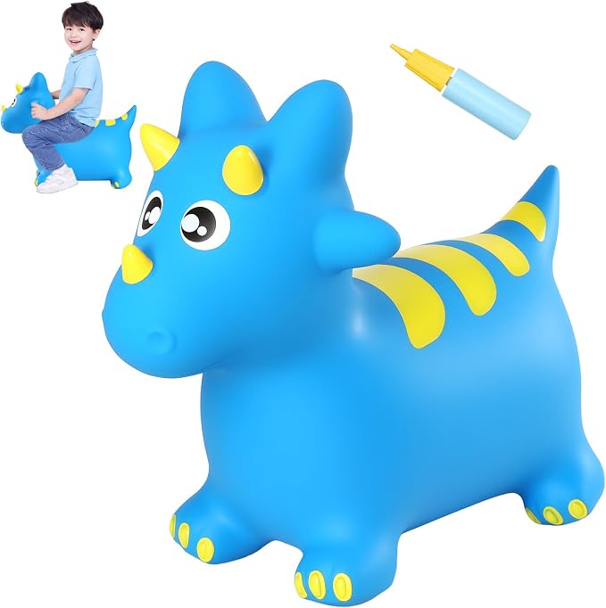 INPANY Bouncy Horse, Dinosaur Hopper Toys for Boys, Gifts Toy for Kid | Eco-Friendly PVC, Low Center Gravity, Cute Cartoon Design, Load 100 Lbs, Learn & Exercise & Active Fun, Gifts for 1-3 Kids