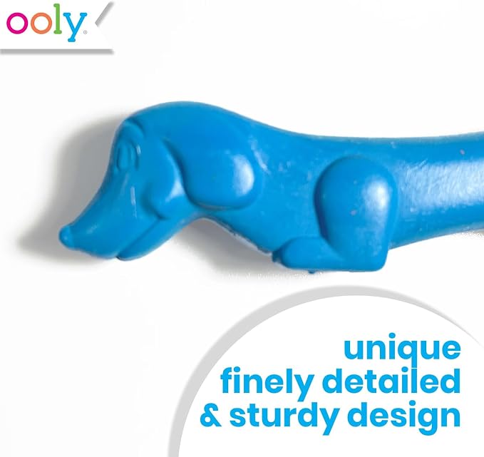 OOLY Pawsome Pups Dog Shaped Crayons for Kids - Set of 6 Dachshund Animal Crayons, 6 Colors, Non-Toxic, Ages 3+