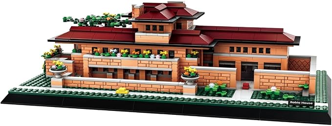 Robie House Chicagao Building Set (1182 Pieces), Architecture Building Blocks Toys, Home Décor Model Gifts for Kids and Adults
