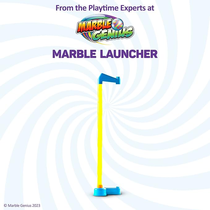 Marble Genius Run Launcher - Unleash Your Creativity with This Set, Includes Marble Launcher Base, Tubes, Top, and 5 Plastic Marbles, Educational STEM Toy, Build, Launch, and Watch Your Marbles Soar
