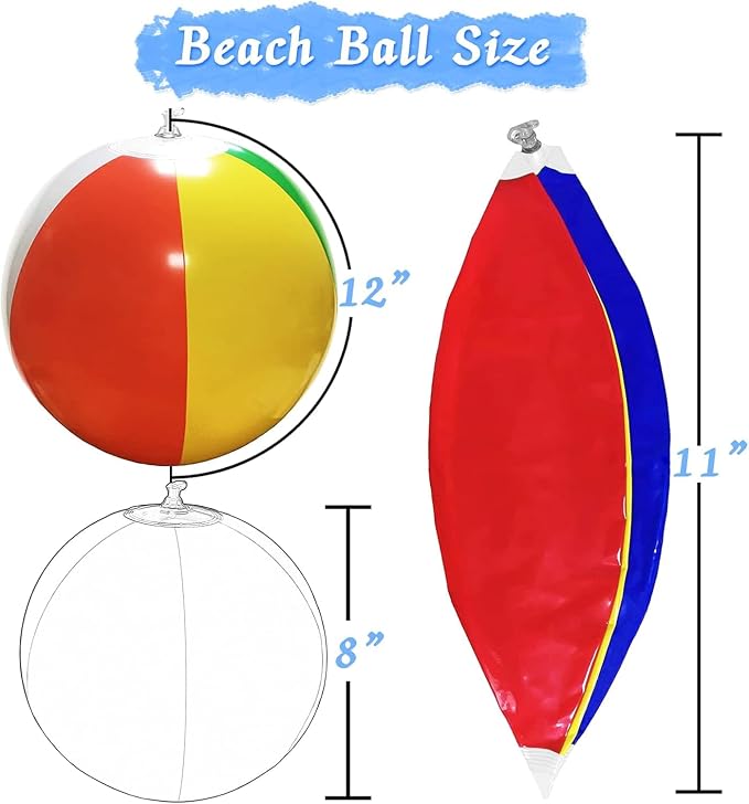 Beach Ball 12 Pack - 12'' Inflatable Beach Balls for Kids Bulk, Swimming Pool Toys Beach Toys for Summer Water Games, Hawaiian Tropical Theme Party Decorations Favors Supplies