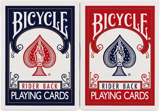 Bicycle Rider Back Playing Cards, Standard Poker Size Deck of Cards, Red & Blue (2 Pack), Classic Cards for Poker, Blackjack, Family Game Night & Card Games, Fun for All Ages