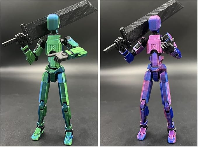 SANSGOUP T13 Dummy Action Figure Set (Assembly Completed), 3D Printed Multi-Jointed Movable Titan 13 Lucky 13 Mobile Robot, Nova 13 Action Figures Desktop Decorations for Game Lovers Toy (Purple Blue