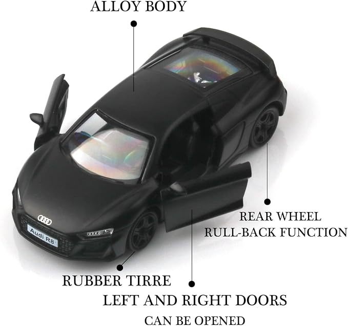 TOKAXI 1/36 Scale Audi R8 Diecast Model Cars,Pull Back Vehicles Toy Cars,Cars Gifts for Boys Girls (Matte)