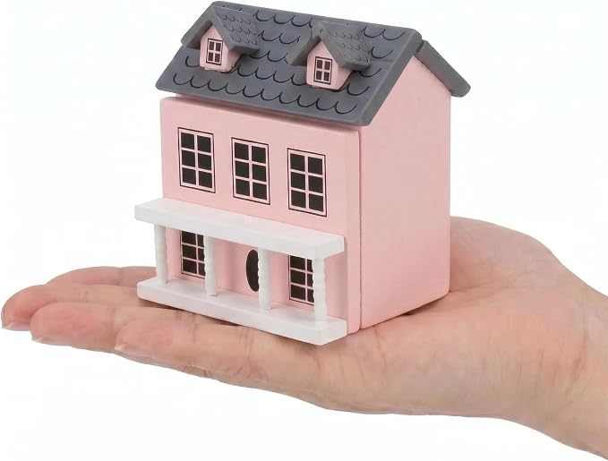 Miniature Villa Model Wooden Tiny House Compact Dollhouse Mini House Storage Decoration Ornament Accessory for Tabletop Display
