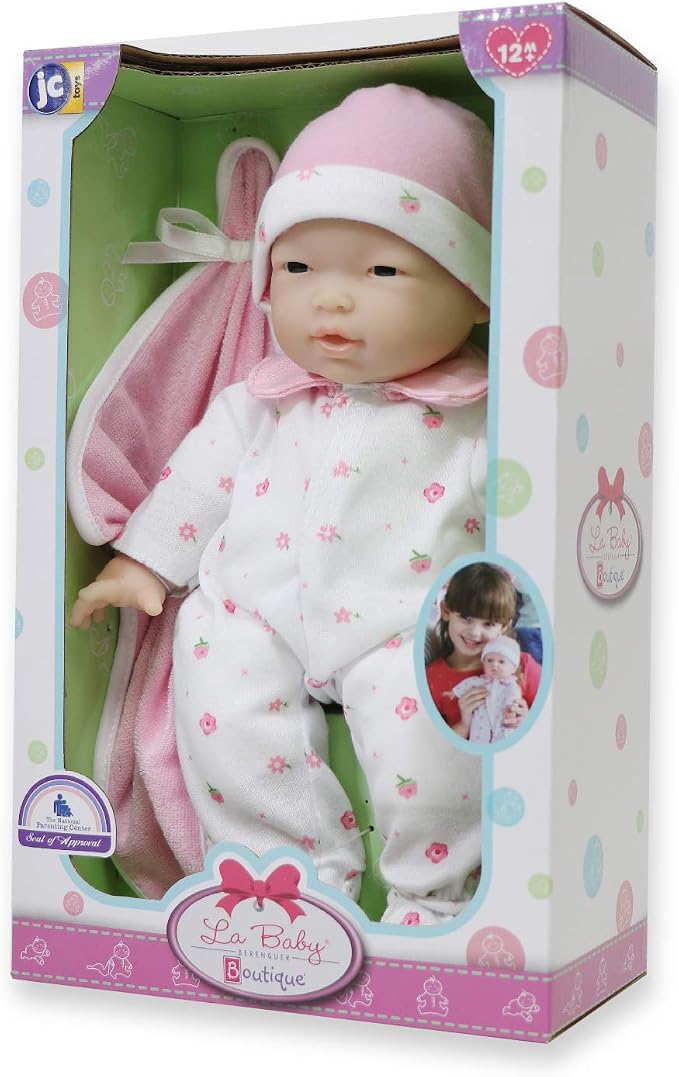JC Toys Berenguer 11" Asian La Baby Doll,Pink Asian