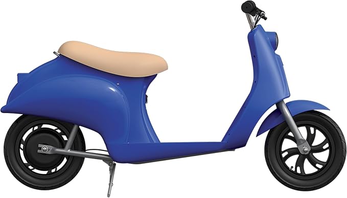 Razor Electric Retro Scooter for Ages 8+, 170 lb Max Weight, Blue, w/ 250W Motor, 12.5” Tires & 24V Battery, Up to 15 MPH, Pocket Mod – Lightweight Ride On Motorcycle Bike for Young and Teen Riders