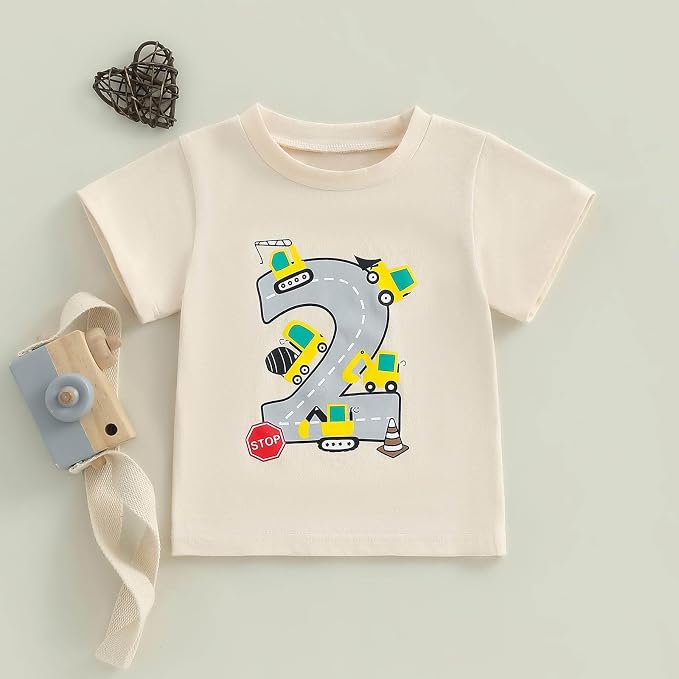 1-4 Year Old Toddler Boy Birthday Shirt Cute Cartoon Animal Print 1st/2nd/3rd/4th Birthday T-Shirt