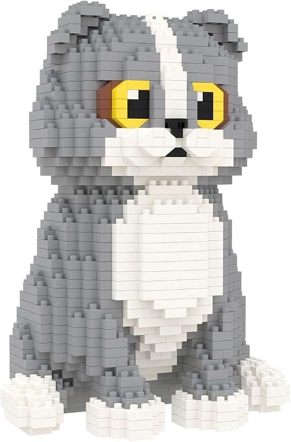 Larcele Cat Micro Building Blocks Animal Set, DIY Mini 3D Building Toy Bricks Kit,985 Pieces KLJM-05 (Scottish Fold)