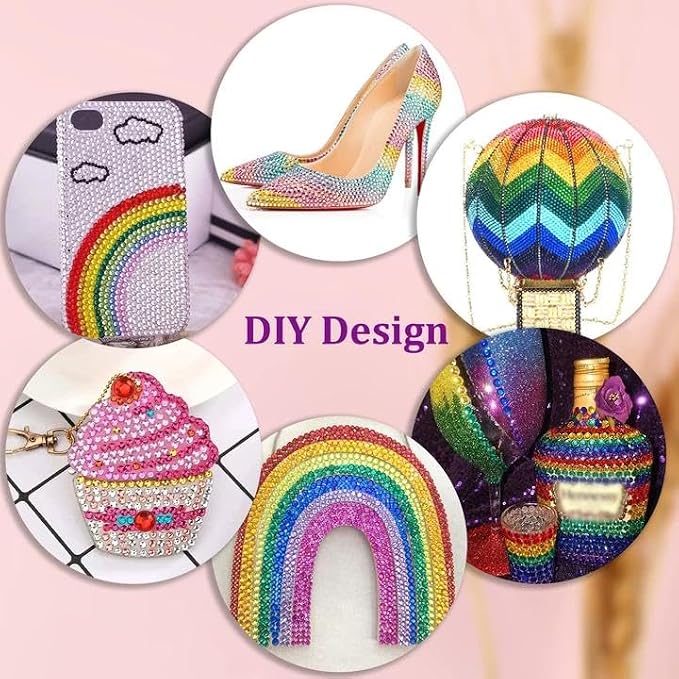 20000Pcs Resin Rhinestones for Crafting, Multicolor 3/4/5mm Flacktback Gems with 3Pcs B7000 Jewelry Glue, Bedazzling Crystal for DIY Crafts Clothing Tumblers Mugs Shoes Fabric Nail Art