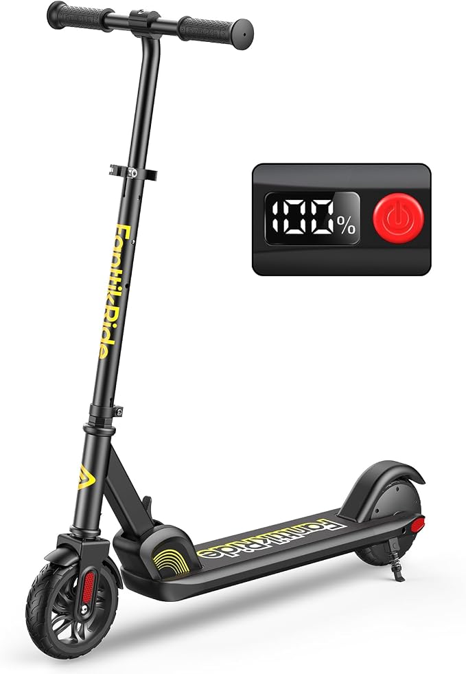 FanttikRide C9 Kids Electric Scooter Ages 8-12, Foldable for Kids 3.9-5.2 ft, 132 lbs, 5 Miles Range, Up to 40 mins Ride Time, 2 Safe Max Speed 6/10 MPH, 3 Adjustable Heights