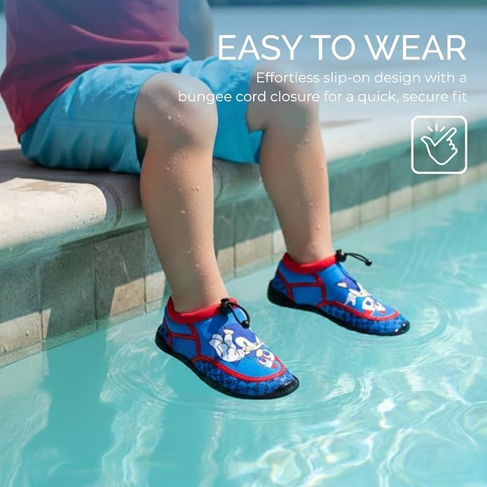 Josmo Sonic The Hedgehog Spiderman Stitch Water Shoes Summer Beach Slip On Quick Dry Pool Aqua Socks for Boys Size 13 Little Kid 1-4 Big Kid