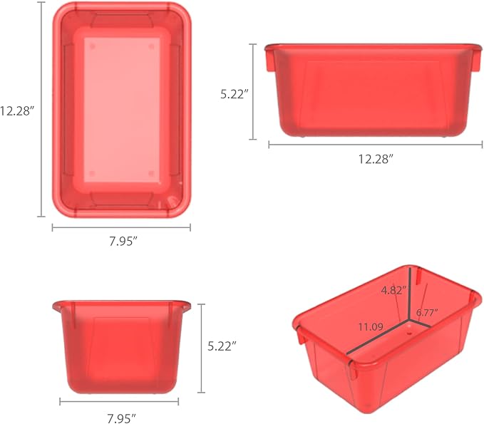 Storex Small Cubby Bins – Plastic Storage Containers for Classroom, 12.2 x 7.8 x 5.1 inches, Assorted Candy, 5-Pack (62490A05C)