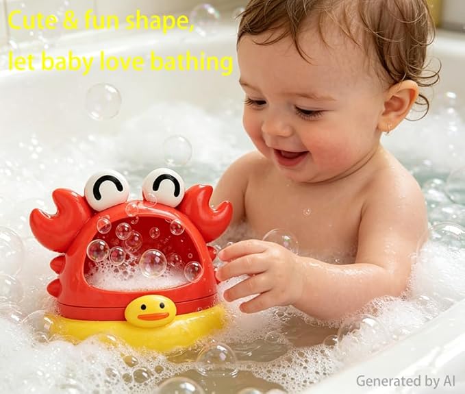 Bath Toy, Bathroom Bubble Machine for Boys and Girls, Kids Bathtub Water Play Toy, Suitable for Children Aged 1-3and4-8(Red)