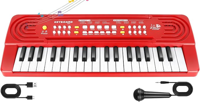Toddler Kid Toy Piano Keyboard, 37 Keys Pianos Music Toys with Microphone