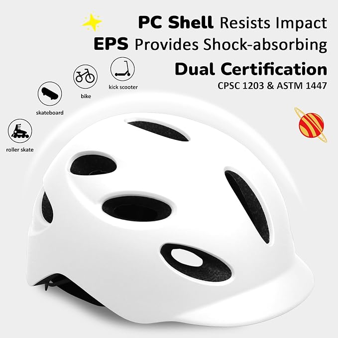 Kids/Youth Bike Helmet for Boys Girls and Teens, Adjustable and Multi-Sport for Bicycle, Kick Scooter, Skateboard, Roller/Inline Skate