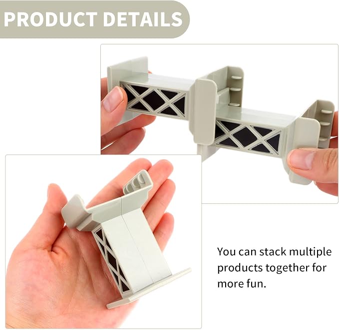 6 Pcs Train Bridge Pier Track Railway Accessories Multi Level Support Risers High Level Blocks Compatible All Major Brands, Grey Upgraded Version