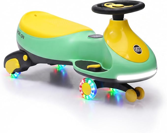 Garvee 12V Electric Wiggle Car for Kids, 2 in 1 Swing Car with Pedal, Anti-Rollover, Max Load 130Lbs,Flashing Wheels, Music,Rechargeable Battery Ride on Toy Indoor Outdoor for Toddlers, Green