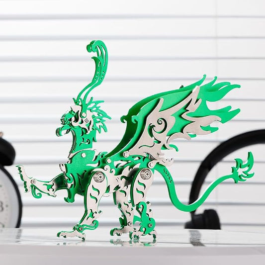 3D Metal Puzzles Toys The Meow Meow Family King and Princess Cat DIY Handmade Assembled Model Kits Ornaments Christmas New Year and Birthday Gifts for Adult (Gu Diao Green)