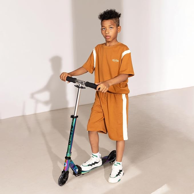 Micro Kickboard | Sprite Foldable LED Scooter for Ages 6+ | Children up to 220 lbs | 2 Wheel | Travel Ready | Adjustable T Bar | Smooth Ride, Motion Activated PU LED Wheels | Swiss Design