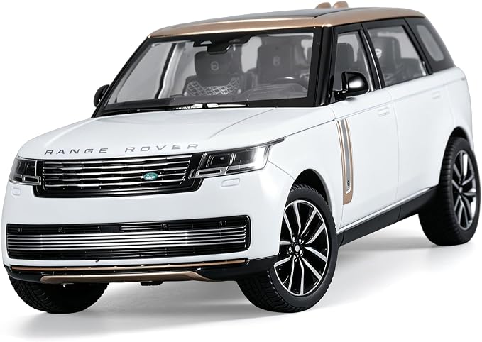 Toy Car Model 1/24 Diecast Cars Compatible with Land Rover Range Rover Off-Road SUV Collect Model Car Kits for Adults and Boys Metal Toy Cars for Kids Age 3+ Pull Back Cars with Light and Sound（White）
