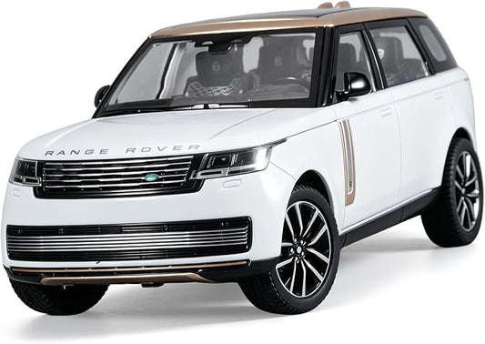 Toy Car Model 1/24 Diecast Cars Compatible with Land Rover Range Rover Off-Road SUV Collect Model Car Kits for Adults and Boys Metal Toy Cars for Kids Age 3+ Pull Back Cars with Light and Sound（White）