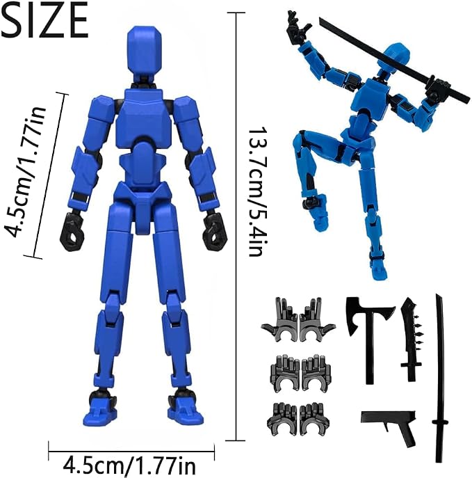 Rugwun Assembly Completed-Titan 13 Action Figure, Upgrade T-Robot 13 Action Figures, New Dummy Robot 13, 3D Printed Multi Action Figure Set,Creative Gifts for Children Adults (Blue)