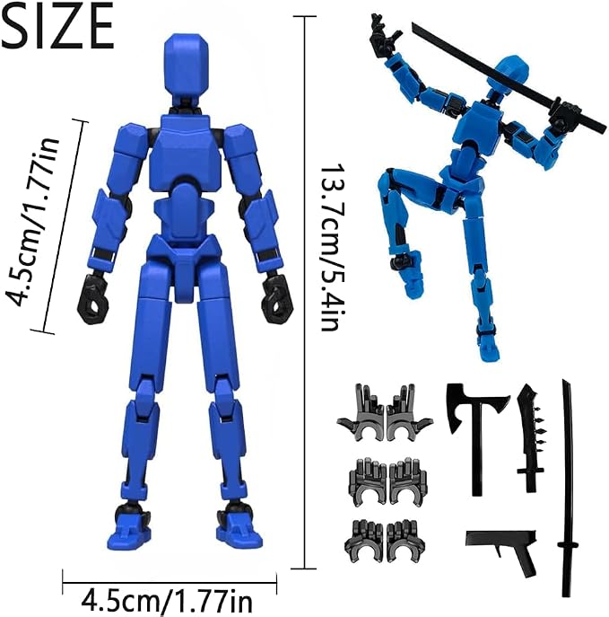 DANONI Titan 13 Action Figure Set, 3D Printed Multi-Jointed Movable Robot Action Figure, Decorations for Action Figures - Assembly Completed(Assembly Completed-Blue)
