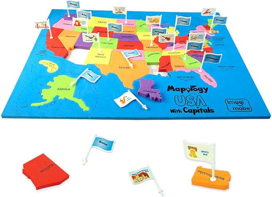 Imagimake Mapology USA Map with Capitals | Learning States and Capitals | US Geography Games | Jigsaw Puzzles for Kids Ages 8-10 | Educational Gifts for Kids Age 5,6,7,8,9,10,11,12,13,14,15