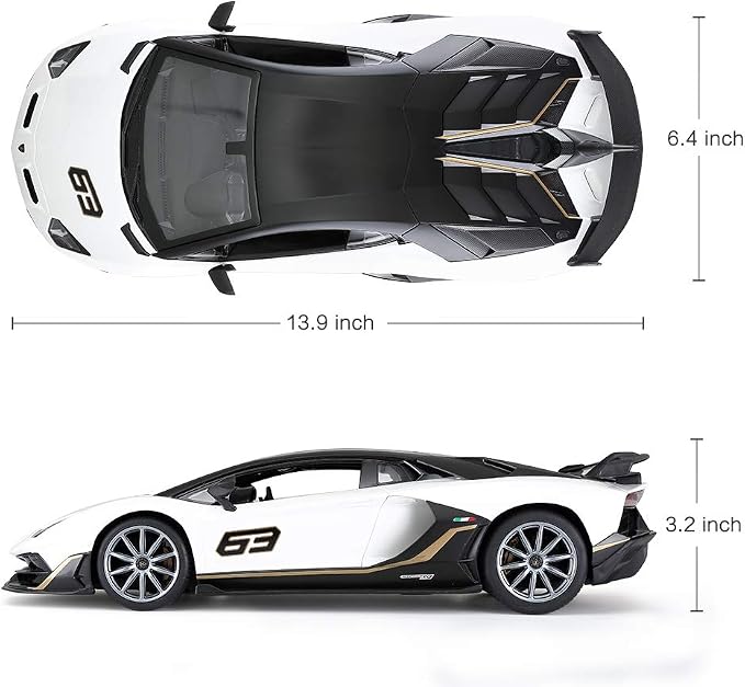 RASTAR Toy Lamborghini Car 1:14 Lamborghini Aventador SVJ Remote Control Model Car, Super RC Sport Racing Car for Kids Boys Gifts, 2.4GHz / White