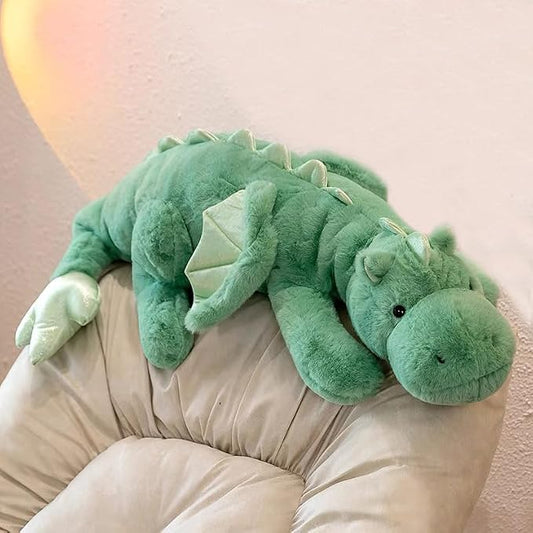 35.4" Green Dragon Stuffed Animal, Medium Soft Dinosaur Plush for Kids and Adults, Sturdy Fluffy Plushie Pillow