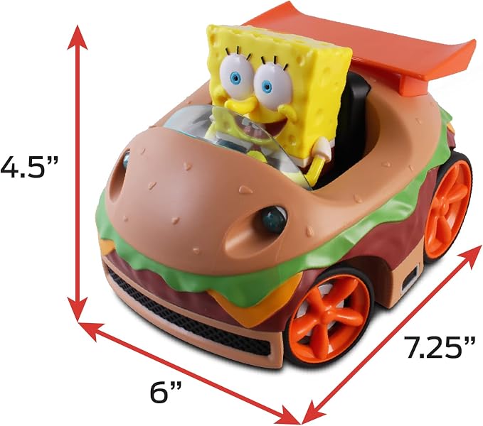 NKOK Remote Control Krabby Patty with Spongebob Vehicle, Full Function RC Vehicle, Working Lights, Has Radio Control & Turbo Boost, Great Item for Kids, Ages 6 and up