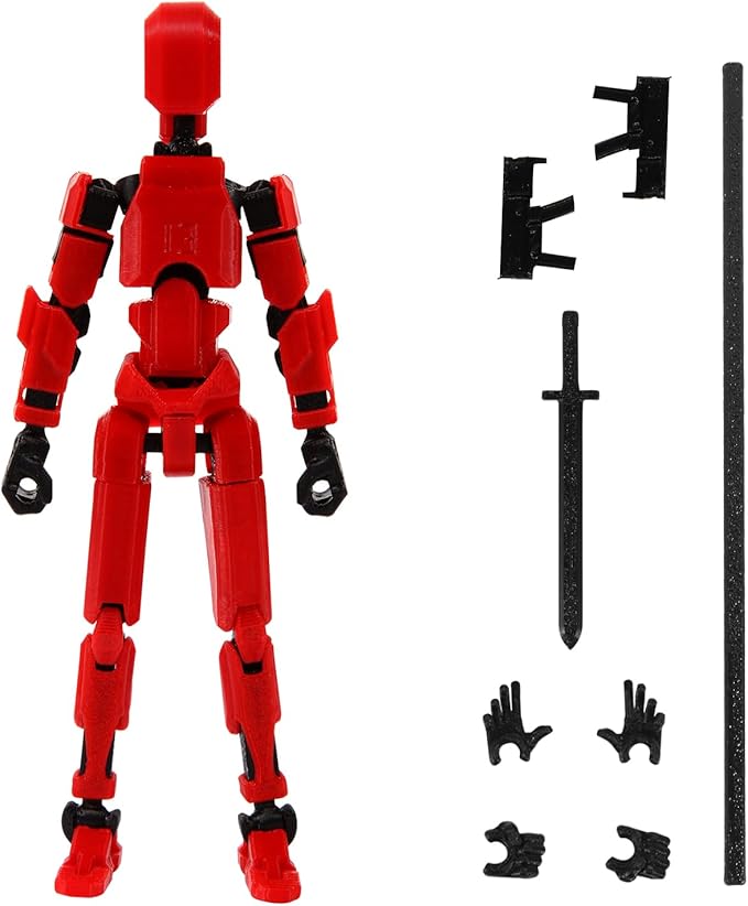MerryXD T13 3D Action Figure,Assembly Completed Dummy Nova Titan Lucky 13 Action Figure 3D Printed Multi-Jointed Movable Toy Red