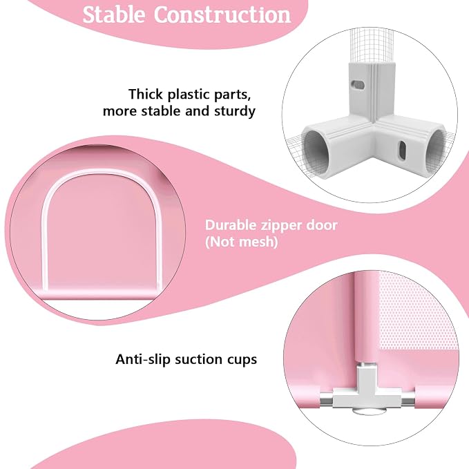 Pink Baby Playpen with Mat, 50x50 Inch Playpen with Mat Waterproof for Babies and Toddlers Play Pen for Girls Pink Playards Safety Gate Fence Active Center Indoor
