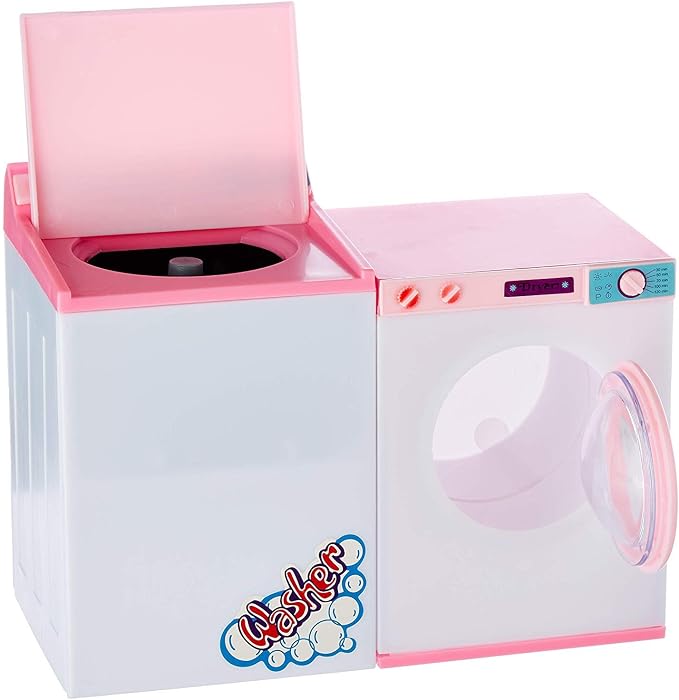 My Fancy Life Dollhouse Laundry Room Set, Pink and White Playset with Washer, Dryer, Ironing Board, Laundry Basket, Kids Pretend Play Furniture