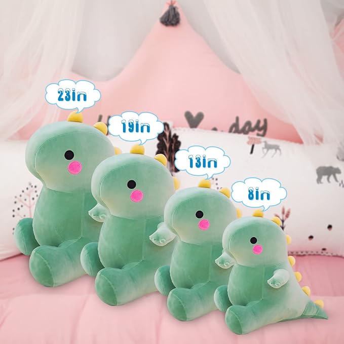 DUANMUL Cute Dinosaur Plush Toys, Fat Dinosaur Stuffed Animals Toys Dolls, Dinosaur Plush Toy Soft Stuffed Animal Dino Plushies Doll Cute Birthday Gifts for Kids Girls Boys (Green,19in)