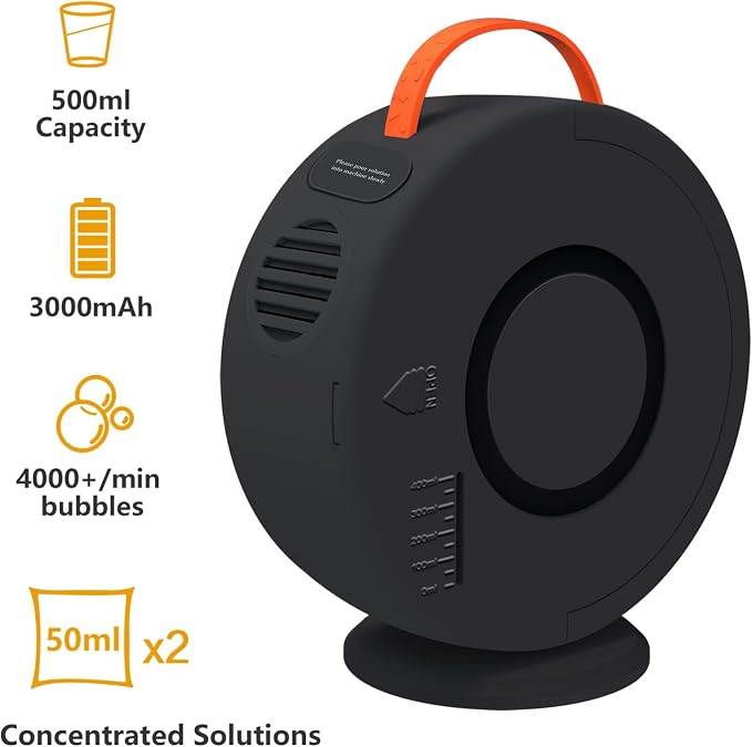 Bubble Machine Automatic Bubble Blower for Kids Toddlers Rechargeable Battery Portable Bubble Maker Electric Bubble Machine Auto Rotating 90°/360° Outdoor Toy for Easter and Birthday Gift