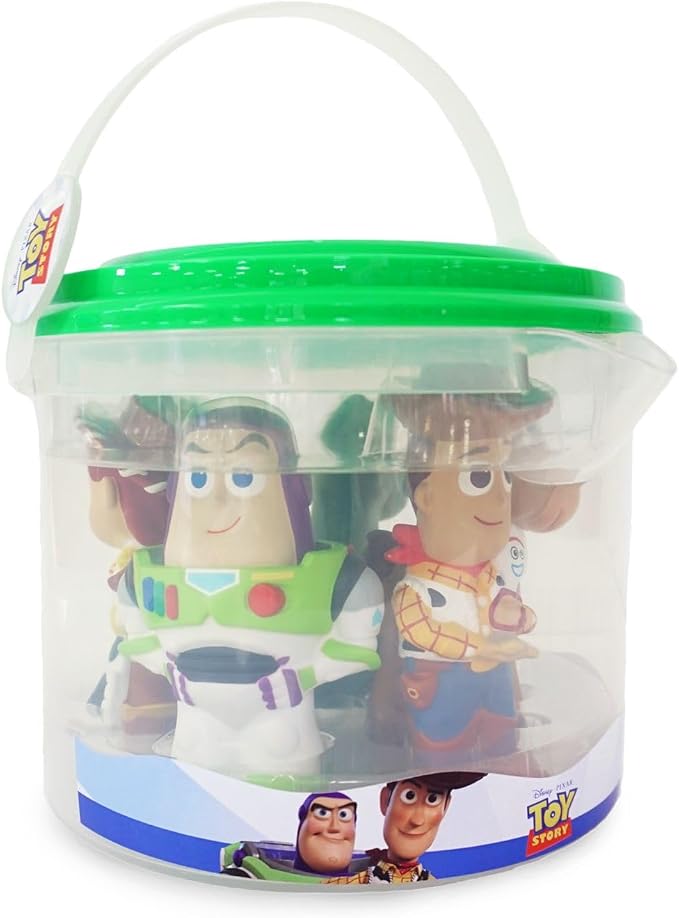 Disney Store Official Toy Story Bath Toys Set - Includes 5 Detailed Toys with a Straining Storage Bucket - Bath Time Fun & Water Play Set for Kids
